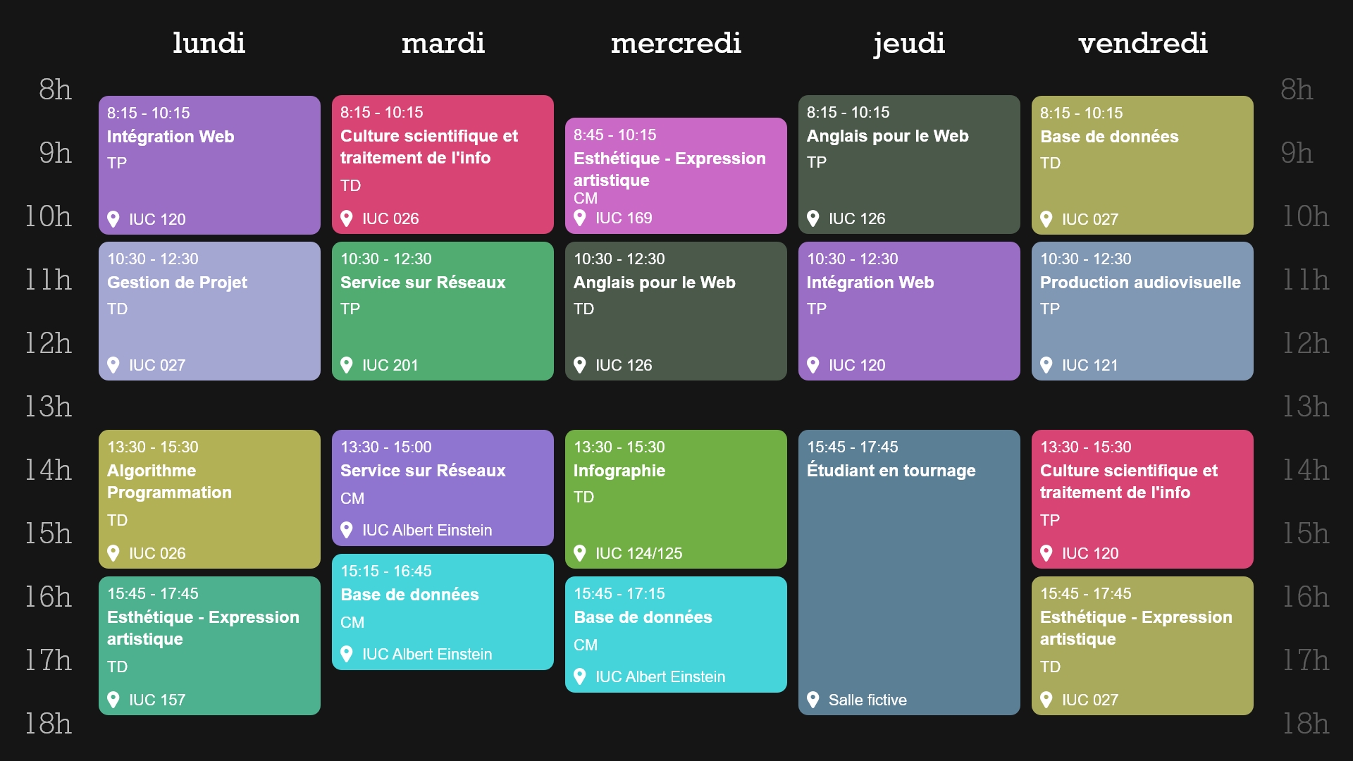 emploi du temps
